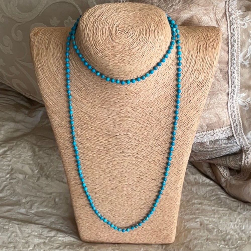 Turquoise tiny long necklace - Picture 3 of 5